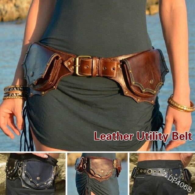 Travel Accessories Hip Belt - القرون الوسطى Steampunk الجلود فائدة حزام