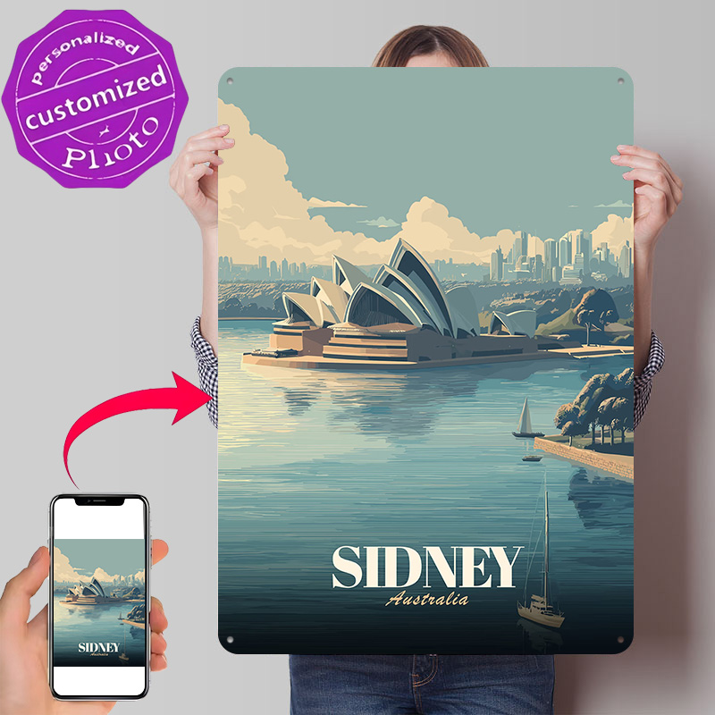 Travel Accessories Sydney - لافتة معدنية مطبوعة ثلاثية الأبعاد بتصميم