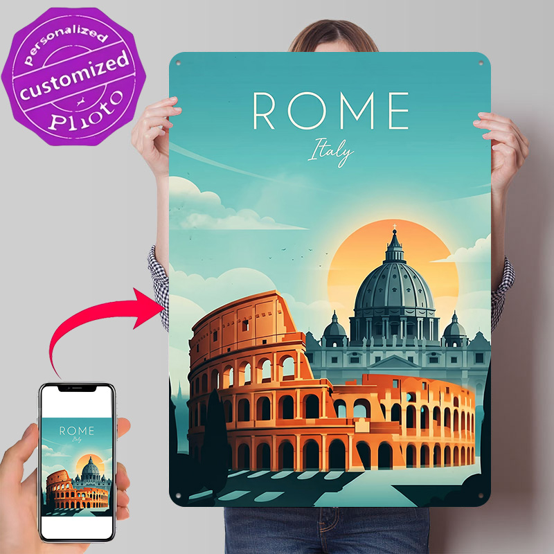 Travel Accessories Rome - ملصق معدني للسفر إلى روما، هدية