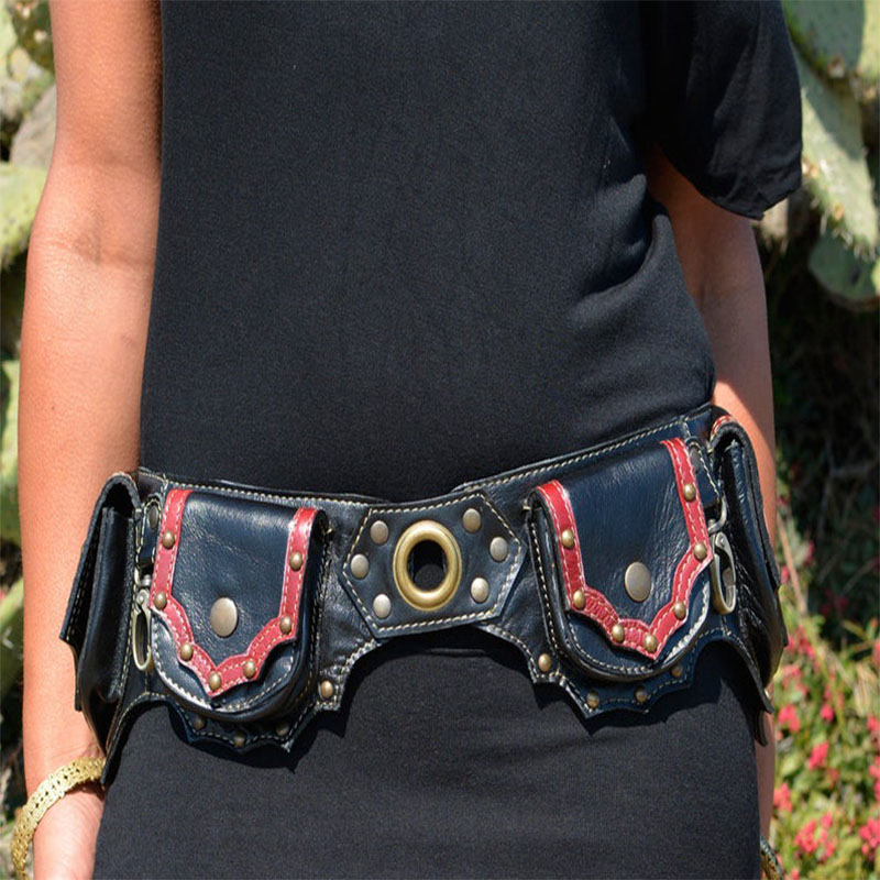 Steampunk اليدوية الجلود فائدة - مراجعة Travel Accessories Hip Belt وسعره